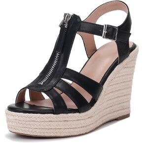 Women's Classic Summer Platform Dress Sandals Wedge Ankle Strap Round Open Toe Sandals Comfy Sloping High Heels for Women Casual Beach