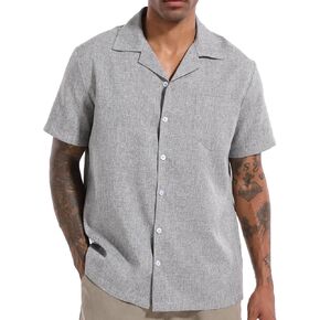 NmglhNm Men's Casual Linen Shirt Short Sleeve Button Down Stylish Summer Beach Tropical Shirt in Saudi Arabia