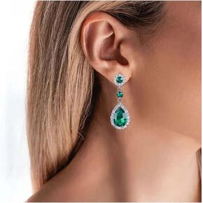 Vintage Crystal Teardrop Earrings Rhinestone Wedding Dangle Earrings Silver Cubic Cz Drop Earrings Teardrop Bridal Earrings Jewelry for Women and Girls