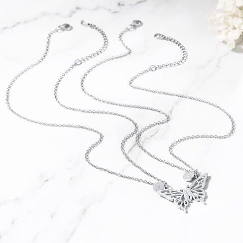 قلادات FOCALOOK على شكل فراشة BFF لشخصين، قلادة صداقة على شكل فراشة للنساء هدية عيد ميلاد أفضل صديق in Kuwait