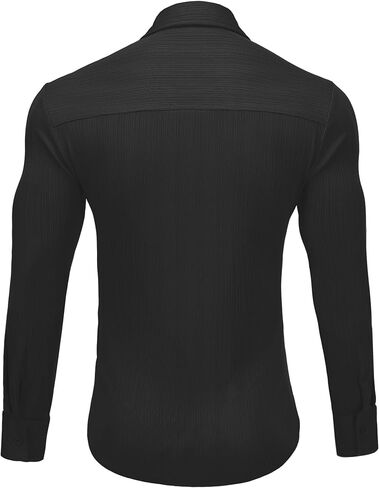 قمصان OYOZONE الرجالية ذات المقاس الرياضي، قمصان علوية كاجوال بأزرار سفلية ومتماسكة ومضلعة in Kuwait