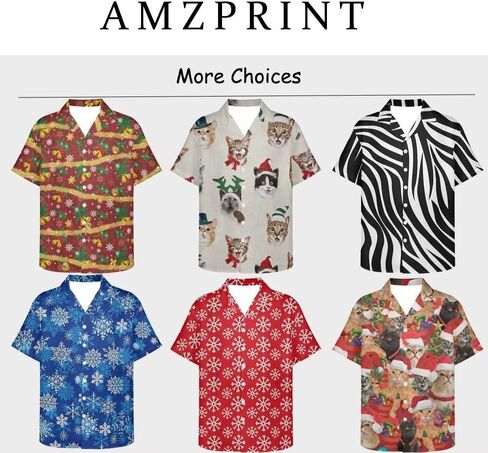 AmzPrint أسود أبيض بقرة قميص هاواي صيفي للرجال الصيف عطلة الشاطئ حفلة عادية فضفاض زر أسفل قميص الرجال كبيرة وطويلة in Saudi Arabia