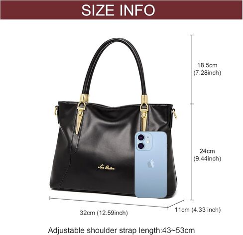 LAORENTOU حقيبة يد مصنوعة من جلد البقر للنساء ذات مقبض علوي محفظة سيدة حقائب جيوب كتب حقيبة كتف حقائب العمل in Kuwait