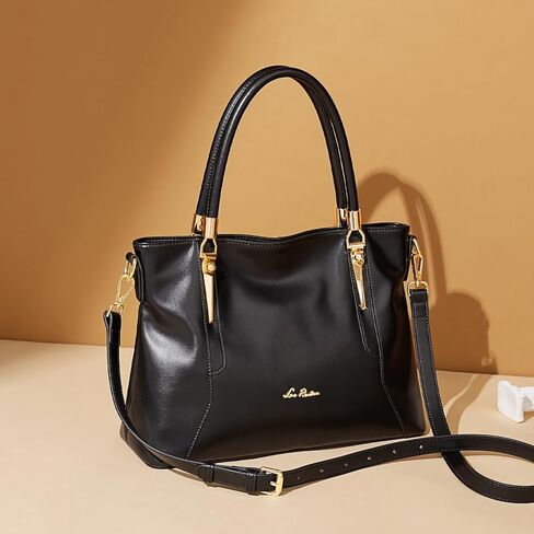 LAORENTOU حقيبة يد مصنوعة من جلد البقر للنساء ذات مقبض علوي محفظة سيدة حقائب جيوب كتب حقيبة كتف حقائب العمل in Kuwait