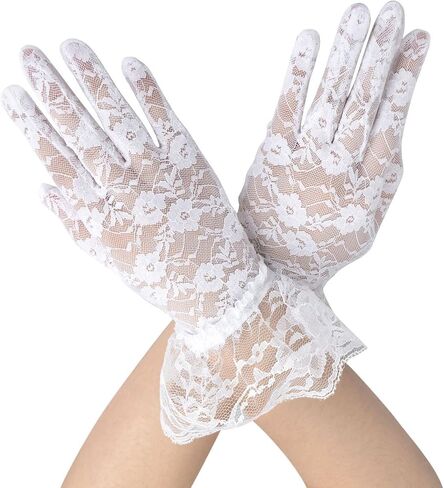 Deceny CB Short Lace Gloves for Women Wrist Length Floral Gloves for Wedding in Kuwait