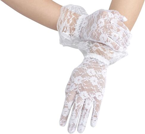 Deceny CB Short Lace Gloves for Women Wrist Length Floral Gloves for Wedding in Kuwait