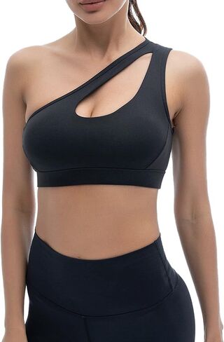 حمالة صدر رياضية بكتف واحد من glamline للنساء، حمالة صدر يوغا مبطنة قابلة للإزالة، بدون أسلاك، مثيرة وجذابة، للتمرين في صالة الألعاب الرياضية in Kuwait