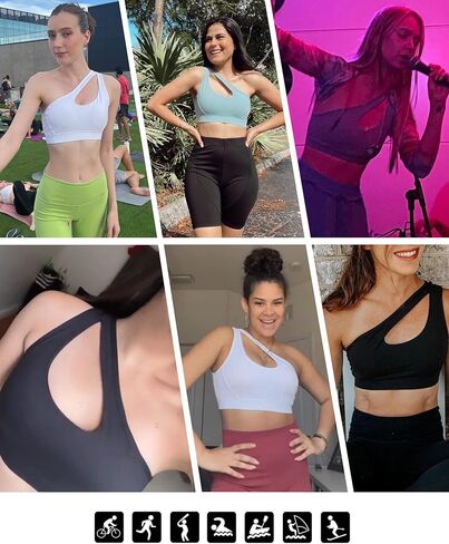 حمالة صدر رياضية بكتف واحد من glamline للنساء، حمالة صدر يوغا مبطنة قابلة للإزالة، بدون أسلاك، مثيرة وجذابة، للتمرين في صالة الألعاب الرياضية in Kuwait