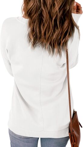 DJT FASHION المرأة الصوف البلوز للنساء قمصان عادية الخامس الرقبة طويلة الأكمام بلايز البلوز مع جيوب in Kuwait