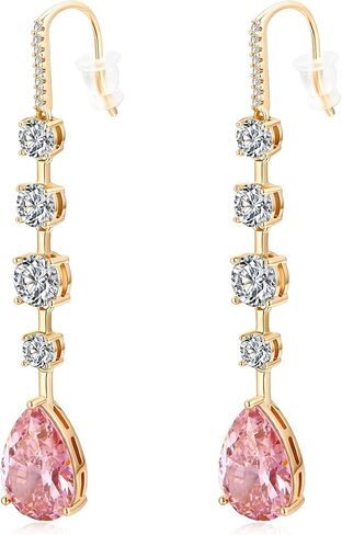 Crystal Dangle Earrings for Women 18K Yellow Gold Teardrop Drop Earrings Bridal Prom Earrings in Kuwait