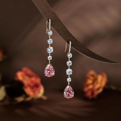Crystal Dangle Earrings for Women 18K Yellow Gold Teardrop Drop Earrings Bridal Prom Earrings in Kuwait