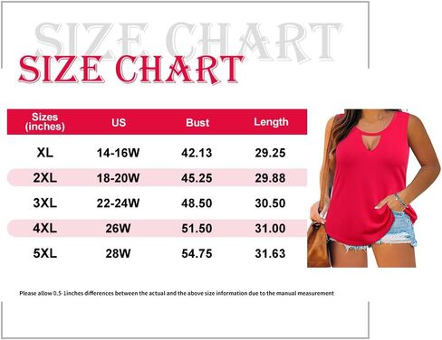 RITERA Plus Size Tank Tops for Women V/Round Neck Summer Sleeveless Basic Pleated Shirt Keyhole Tank XL-5XL in Kuwait