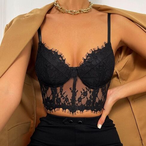 المرأة الدانتيل المخصر الأعلى كامي المحاصيل الأعلى السباغيتي حزام تانك القمم Bralette بوستير الأعلى in Kuwait