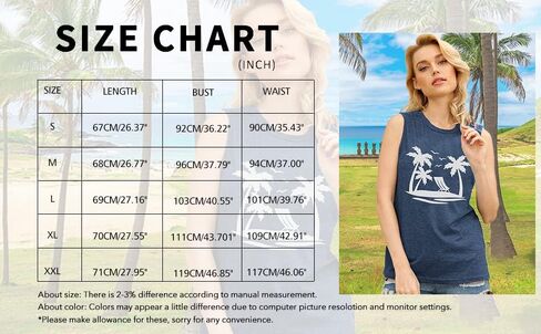 قمصان KIMSOONG Beach Tank Tops للسيدات صيفية برسومات شجرة النخيل لقضاء العطلات في هاواي بدون أكمام in Kuwait