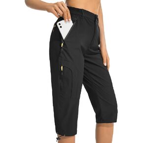 شورت نسائي من Linlon سريع الجفاف، شورت كابري طويل كاجوال بأرجل مستقيمة للخروج والمشي لمسافات طويلة والتخييم والسفر in Kuwait