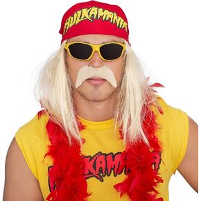 TV Store Hulk Hogan Hulkamania Adult Complete Costume Set | Yellow Sunglasses/Yellow Bandana
