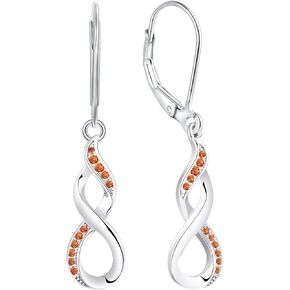 YL Dangle Drop Infinity Earrings 925 Sterling Silver Leverback Earrings 18K White Gold Jewelry for Women