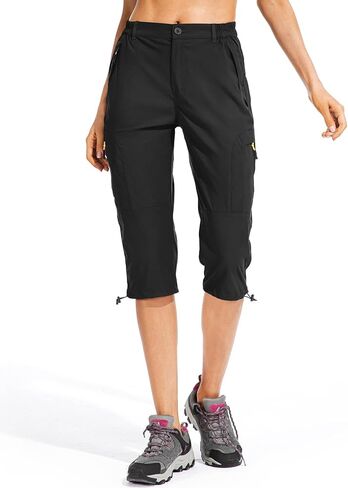 شورت نسائي من Linlon سريع الجفاف، شورت كابري طويل كاجوال بأرجل مستقيمة للخروج والمشي لمسافات طويلة والتخييم والسفر in Kuwait