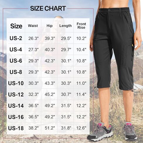 شورت نسائي من Linlon سريع الجفاف، شورت كابري طويل كاجوال بأرجل مستقيمة للخروج والمشي لمسافات طويلة والتخييم والسفر in Kuwait