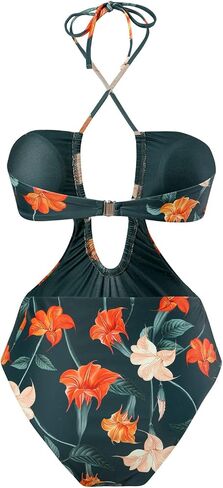 ABOCIW Womens One Piece Swimsuit with Swimsuit Coverup Wrap Skirt Floral Print V Neck Tummy Conrol Bathing Suit Monokini in Kuwait