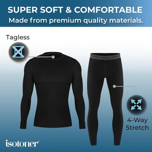 isotoner Mens Base Layer Set - Top & Bottom - Compression Shirts for Men, Compression Pants Men, Rash Guard for Men, Leggings in Saudi Arabia