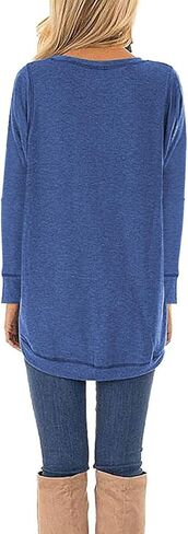 جوم ديزين بلوزة تونيك كاجوال فضفاضة باكمام قصيرة وفتحة جانبية للنساء in Kuwait