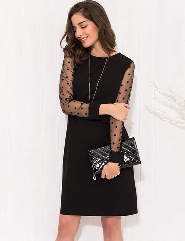 فستان Aphratti للسيدات برقبة دائرية أنيق لحفلات الكوكتيل وأكمام طويلة in Kuwait