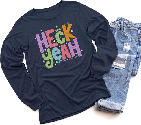 تي شيرت من القطن باللون الأزرق الداكن بأكمام طويلة من Southern Couture in Kuwait