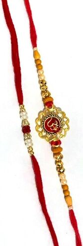 Indian Rakhi with Roli Chawal for Puja Bhaiya, Bhabhi Thread Raksha bandhan Rakhi Bracelet Gift, Wrist bands for loving /Brother Sister, Father & Friends - Set of 2 in Kuwait