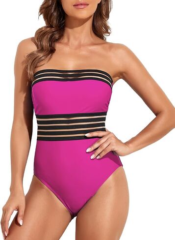 Hilor Women's Strapless One Piece Swimsuits Tummy Control Swimwear Halter Slimming Bathing Suits Monokini in Saudi Arabia