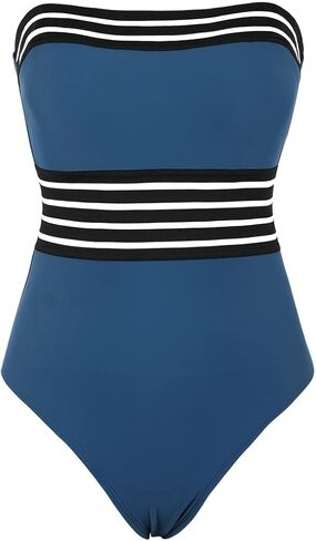 Hilor Women's Strapless One Piece Swimsuits Tummy Control Swimwear Halter Slimming Bathing Suits Monokini in Kuwait