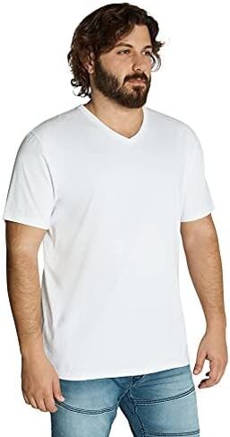Johnny Bigg Men Essential 100% Cotton Short Sleeve V Neck Regular Fit Tee Black - Casual Top Fashion in Saudi Arabia