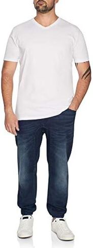 Johnny Bigg Men Essential 100% Cotton Short Sleeve V Neck Regular Fit Tee Black - Casual Top Fashion in Saudi Arabia