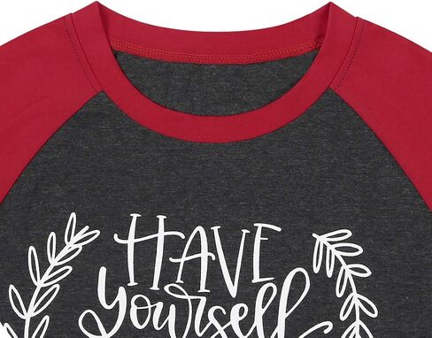 عيد ميلاد سعيد تي شيرت المرأة لديك نفسك عيد ميلاد سعيد قليلا قميص طويل الأكمام الجرافيك تيز عيد الميلاد البيسبول القمم in Kuwait