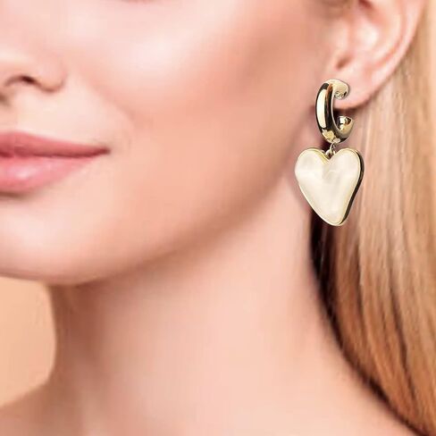 Sonateomber Love Heart Hoop Drop Dangle Earrings for Women Girls - Valentine's Day Statement Vintage Hearts Dangling Prom Fashion Jewelry Gift in Kuwait