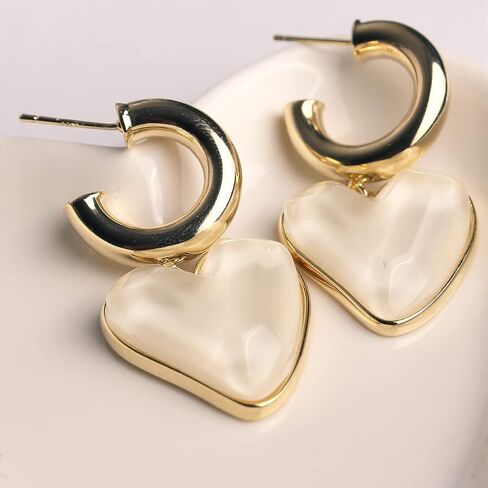 Sonateomber Love Heart Hoop Drop Dangle Earrings for Women Girls - Valentine's Day Statement Vintage Hearts Dangling Prom Fashion Jewelry Gift in Kuwait