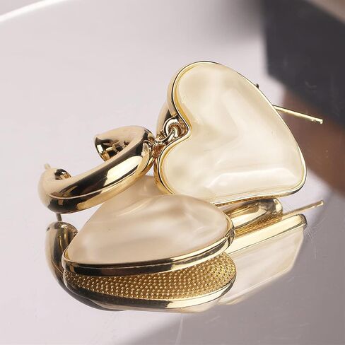 Sonateomber Love Heart Hoop Drop Dangle Earrings for Women Girls - Valentine's Day Statement Vintage Hearts Dangling Prom Fashion Jewelry Gift in Kuwait