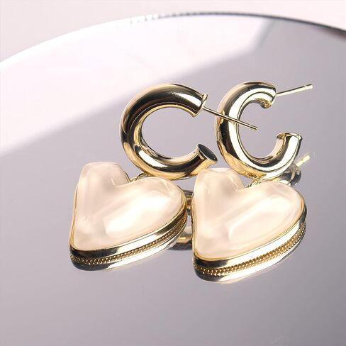 Sonateomber Love Heart Hoop Drop Dangle Earrings for Women Girls - Valentine's Day Statement Vintage Hearts Dangling Prom Fashion Jewelry Gift in Kuwait