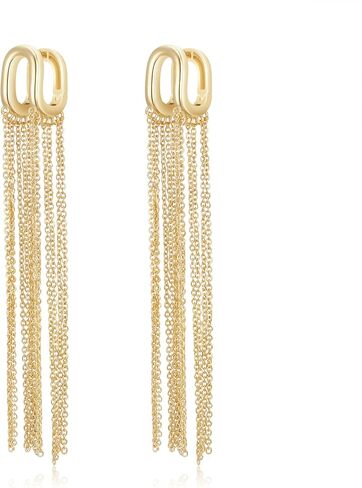 FANZE Earrings for Women, Gold Tassel Earrings, Front Back Earrings, Earrings Jacket, Hypoallergenic Earrings, Jewelry for Women Girls Gift in Kuwait