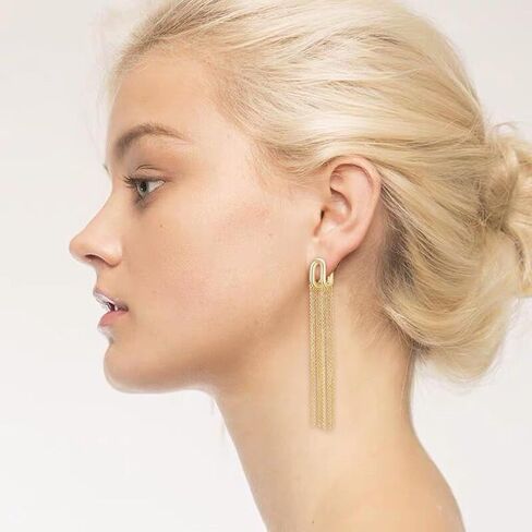 FANZE Earrings for Women, Gold Tassel Earrings, Front Back Earrings, Earrings Jacket, Hypoallergenic Earrings, Jewelry for Women Girls Gift in Kuwait
