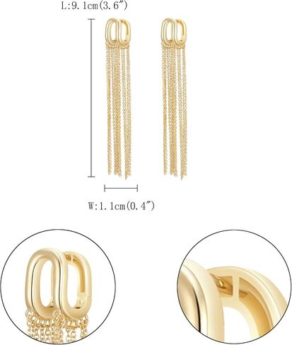 FANZE Earrings for Women, Gold Tassel Earrings, Front Back Earrings, Earrings Jacket, Hypoallergenic Earrings, Jewelry for Women Girls Gift in Kuwait