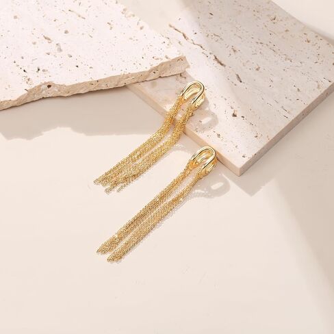 FANZE Earrings for Women, Gold Tassel Earrings, Front Back Earrings, Earrings Jacket, Hypoallergenic Earrings, Jewelry for Women Girls Gift in Kuwait