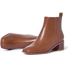 Elisabet Tang Women's Chunky Heel Ankle Booties,2 inch Sexy Square Toe Short Booties Fashion Ankle & Bootie with Side Zipper Low Block Heels Dress Evening Party Booties Shoes
