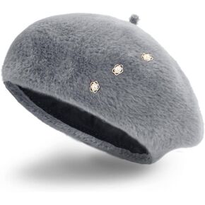 Dahlia Women's Beret - Angora Wool Winter Hat, Dual Layer, w/Spiral Twist