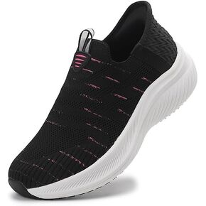Women's Hands-Free Slip-On Casual Sneakers, Lightweight Arch Fit Walking Shoes, Knit-Comfortable Tennis Running Workout Sneakers for Women