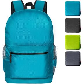 pack all 20L Lightweight Packable Backpack, Water Resistant Foldable Backpack, Travel Hiking Daypack with Waterproof Zippers (Black)