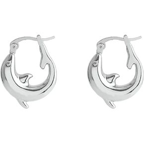 Huggie Dolphin Small Hoop Earrings for Women Girls Silver Gold Plated Sea Animals Back Stud Click Top Hypoallergenic Piercing Earring Lightweight Wedding Fashion Jewelry Gifts in Saudi Arabia