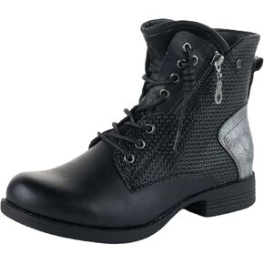 LALA IKAI Women Motorcycle Boots Ankle Combat Boots with Studded Low Block Heels Biker Shoes in Kuwait