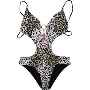ANKOMINA Women's Sexy One Piece Swimsuit Print Cutout Backless Bikini Monokini Bathing Suit