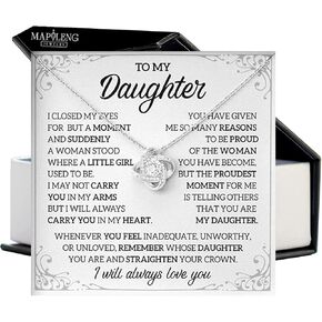 Birthday Gifts For Daughter Necklace, Love Knot Necklace Birthday Gift for Daughter, Father Daughter Gifts From Dad, Gift For Daughter From Mom, Daughter Necklaces From Dad, Daughter Jewelry From Dad